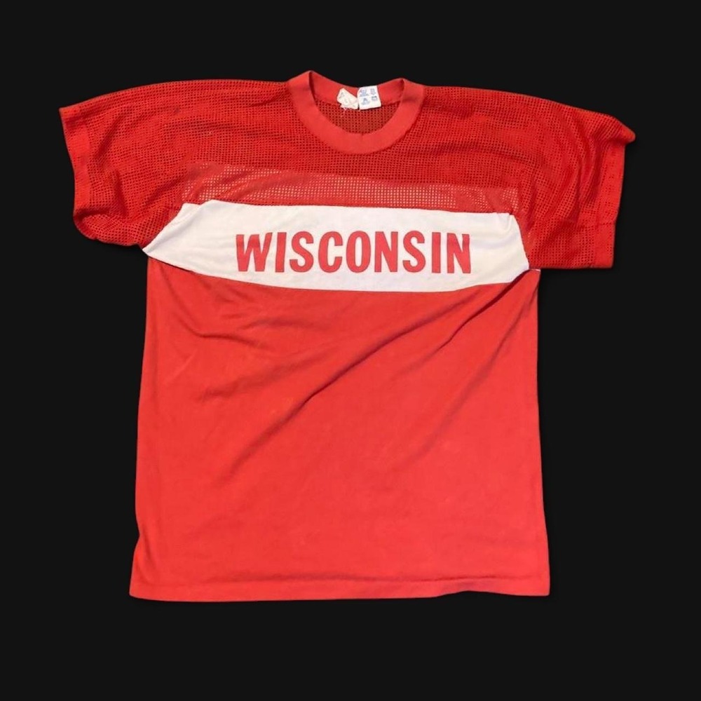 True vintage 70s/80s Champion University Wisconsin tee mesh upper L/19